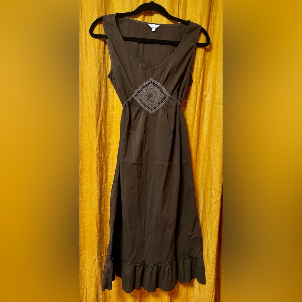 Kookia France Brown Embroidered Mid Length Dress Black Size Medium